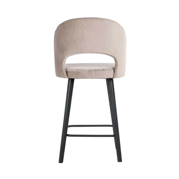 Scaun de bar bej din catifea Savoy S - imagine 6