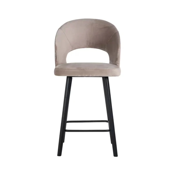 Scaun de bar bej din catifea Savoy S - imagine 3