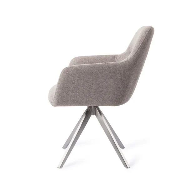 Set 2 scaune dining rotative din tesatura gri deschis/argintiu Kinko - imagine 3