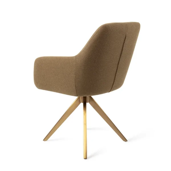 Set 2 scaune dining rotative din tesatura vernil/auriu Hiroo - imagine 4