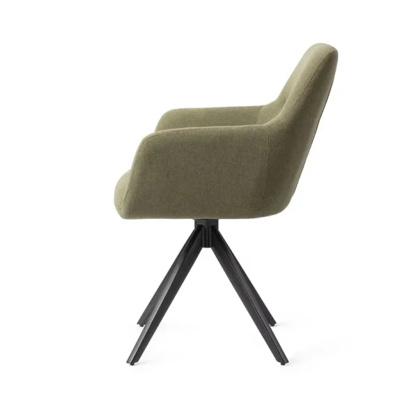 Set 2 scaune dining rotative din tesatura verde/negru Kinko - imagine 3