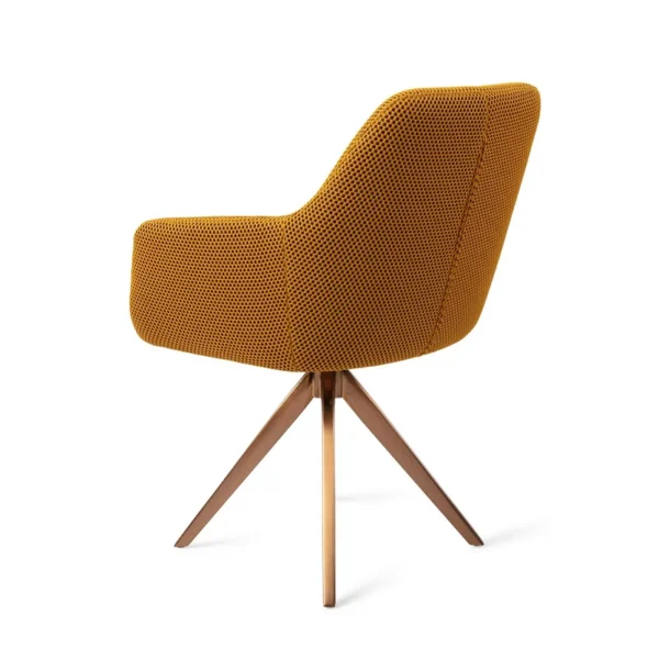 Set 2 scaune dining rotative din tesatura galben mustar/roze Hiroo - imagine 4