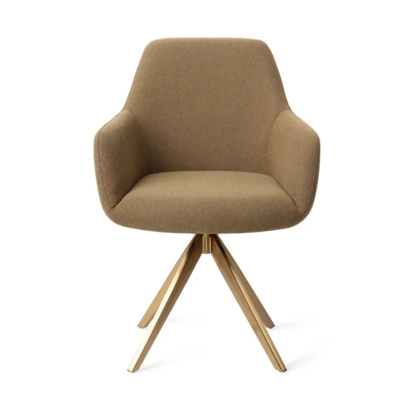 Set 2 scaune dining rotative din tesatura vernil/auriu Hiroo