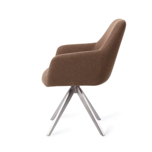Set 2 scaune dining rotative din tesatura maro/argintiu Hiroo - imagine 3