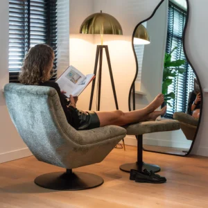 Fotoliu rotativ vernil din tesatura texturata Sydney