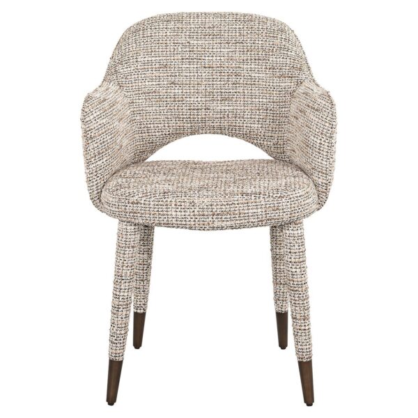 Scaun dining bej din tesatura texturata Donnatella - imagine 2