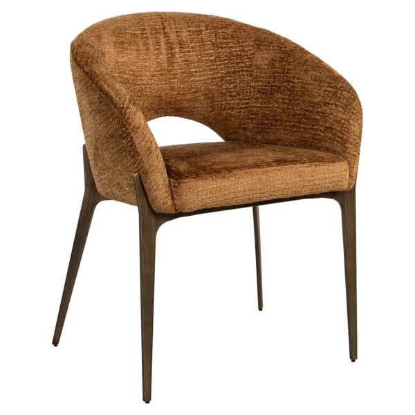 Scaun dining coniac din tesatura texturata Kenzi