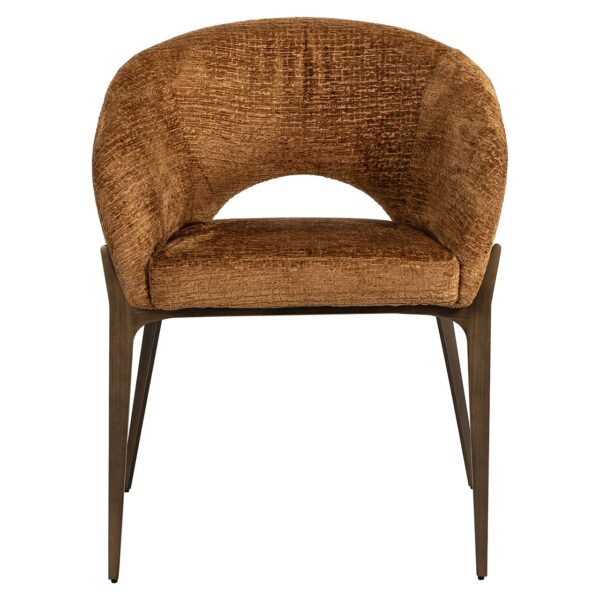 Scaun dining coniac din tesatura texturata Kenzi - imagine 2