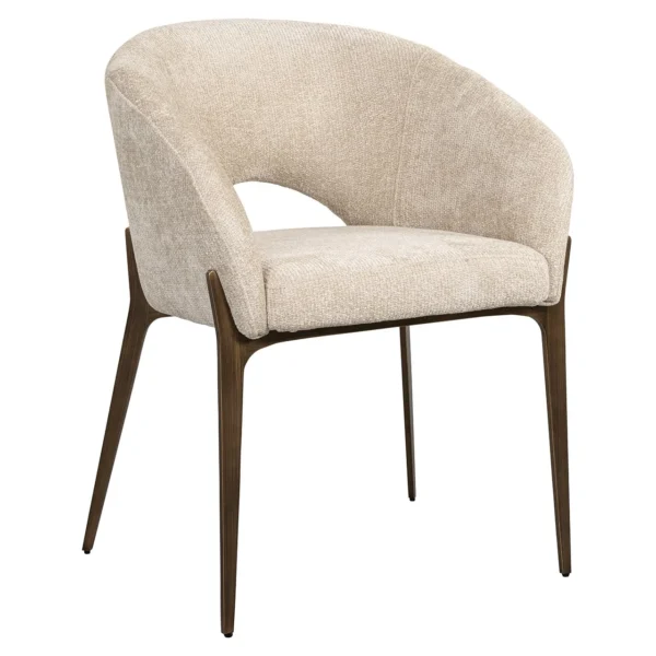 Scaun dining crem din tesatura texturata Kenzi