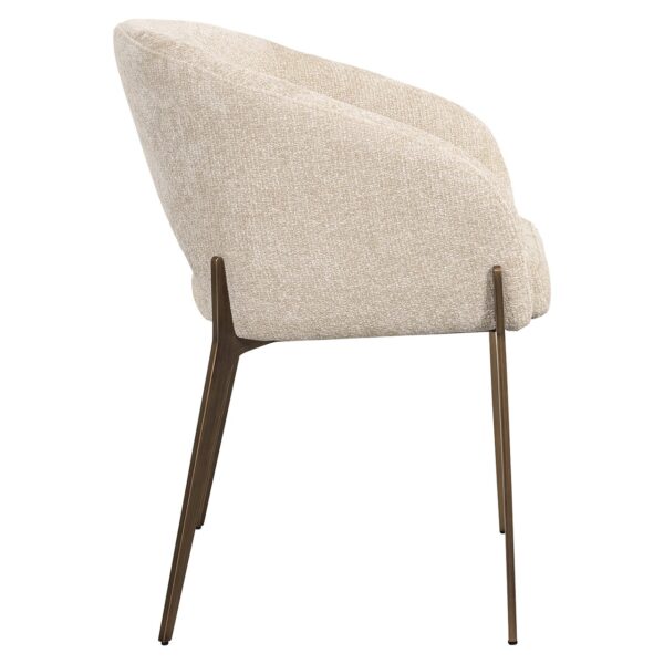 Scaun dining crem din tesatura texturata Kenzi - imagine 2