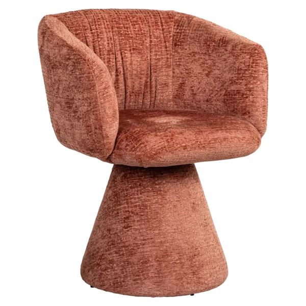 Scaun dining rotativ rosu caramiziu din tesatura chenille Madeline - imagine 2