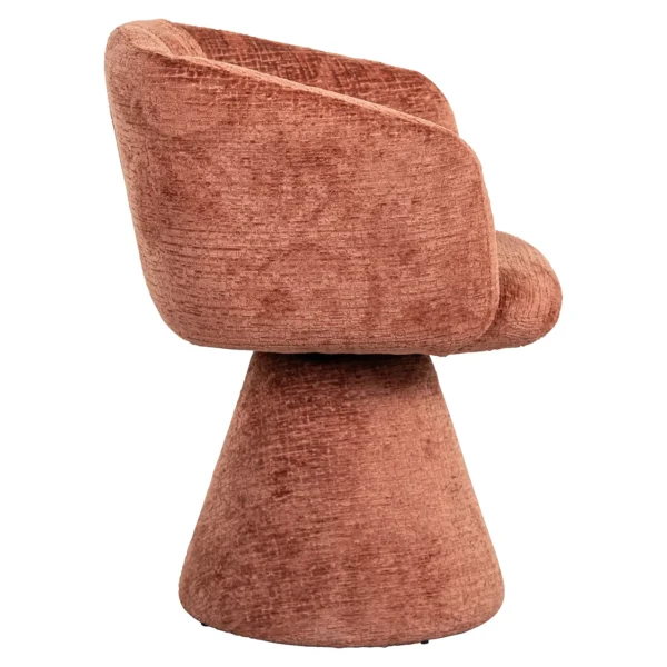 Scaun dining rotativ rosu caramiziu din tesatura chenille Madeline - imagine 3