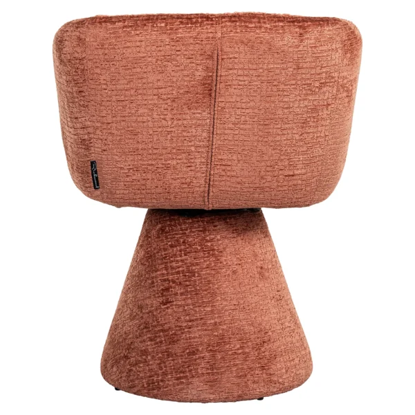 Scaun dining rotativ rosu caramiziu din tesatura chenille Madeline - imagine 4