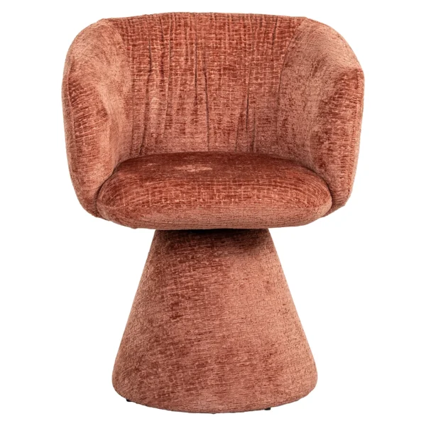 Scaun dining rotativ rosu caramiziu din tesatura chenille Madeline