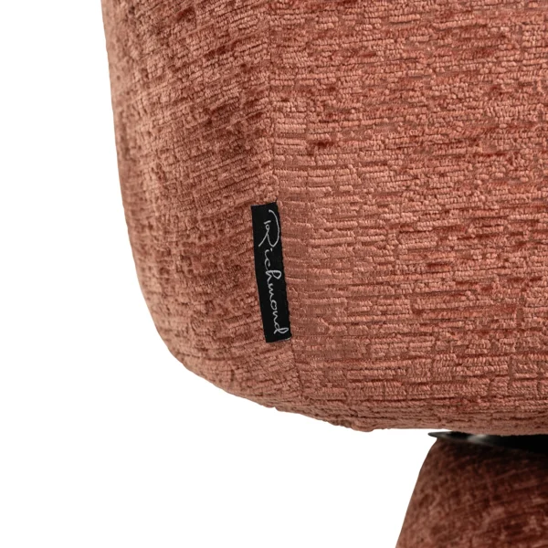 Scaun dining rotativ rosu caramiziu din tesatura chenille Madeline - imagine 6