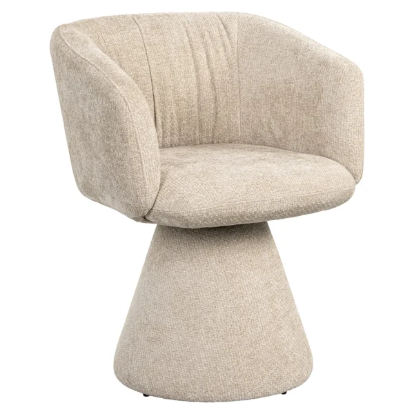 Scaun dining rotativ crem din tesatura Madeline - imagine 2
