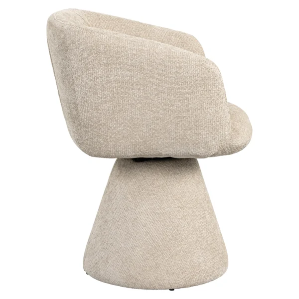 Scaun dining rotativ crem din tesatura Madeline - imagine 3