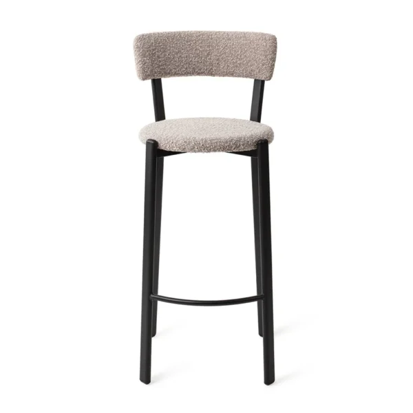 Scaun de bar gri din tesatura boucle Obu L