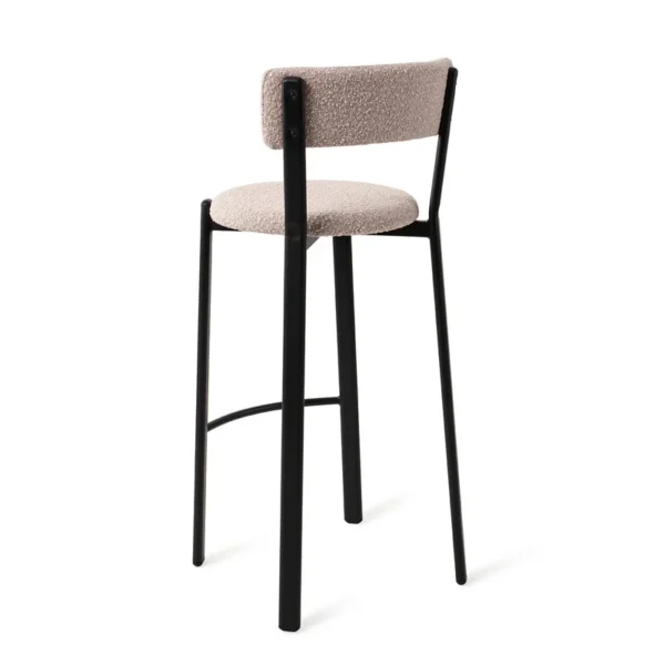Scaun de bar roz pal din tesatura boucle Obu L - imagine 4
