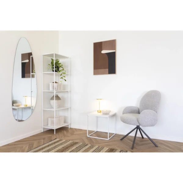 Scaun dining rotativ din tesatura boucle gri Lana - imagine 2