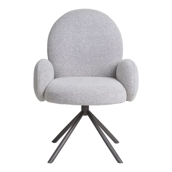 Scaun dining rotativ din tesatura boucle gri Lana