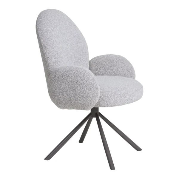Scaun dining rotativ din tesatura boucle gri Lana - imagine 4