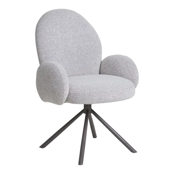 Scaun dining rotativ din tesatura boucle gri Lana - imagine 3