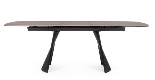 Masa dining extensibila maro/negru din metal si portelan Oliver - imagine 3