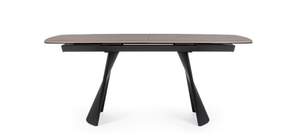 Masa dining extensibila maro/negru din metal si portelan Oliver - imagine 4