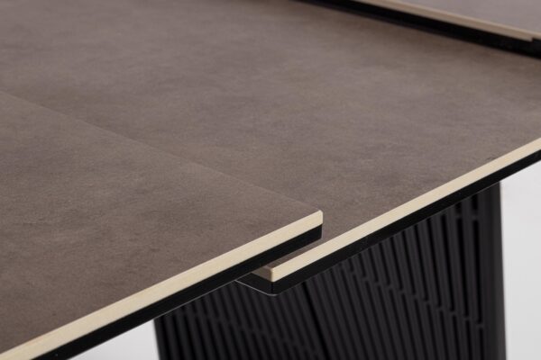 Masa dining extensibila maro/negru din metal si portelan Oliver - imagine 6