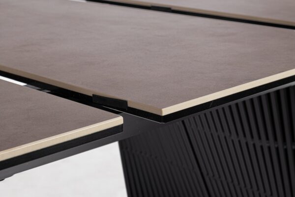 Masa dining extensibila maro/negru din metal si portelan Oliver - imagine 7