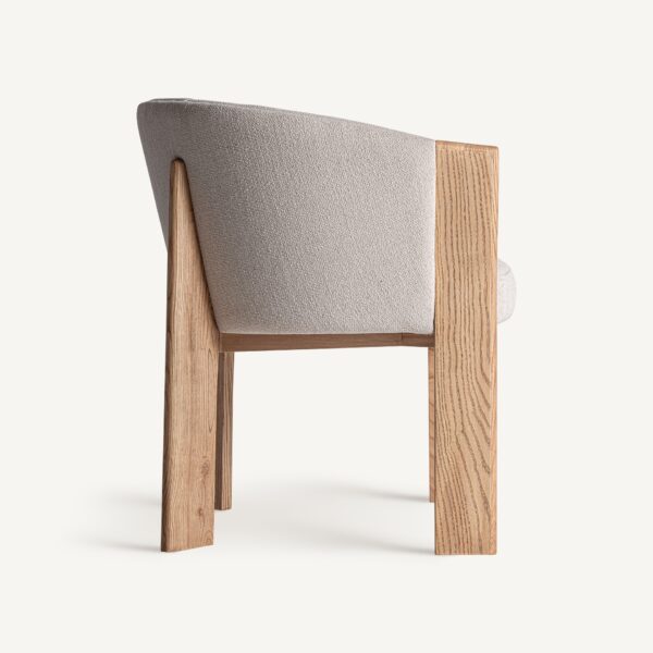 Scaun dining bej din lemn de stejar si tesatura Nara - imagine 5
