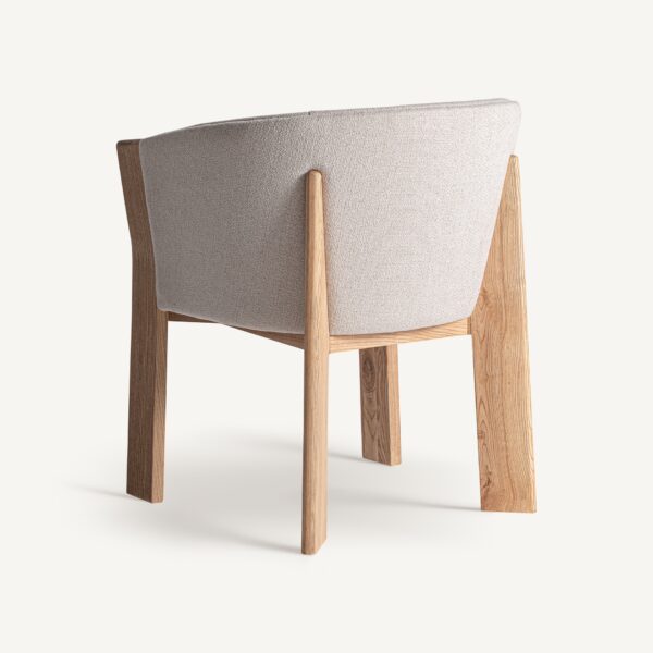Scaun dining bej din lemn de stejar si tesatura Nara - imagine 6