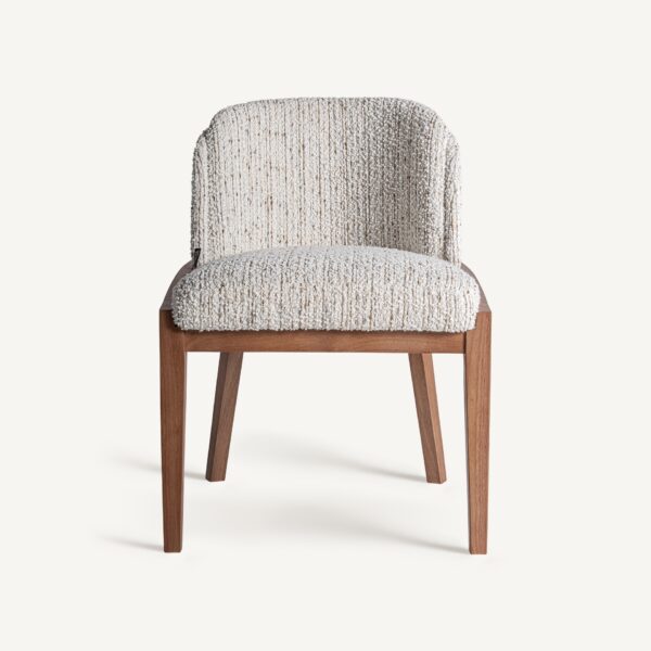 Scaun dining alb/maro din lemn si tesatura boucle Erbach - imagine 2