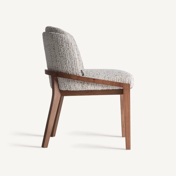 Scaun dining alb/maro din lemn si tesatura boucle Erbach - imagine 3