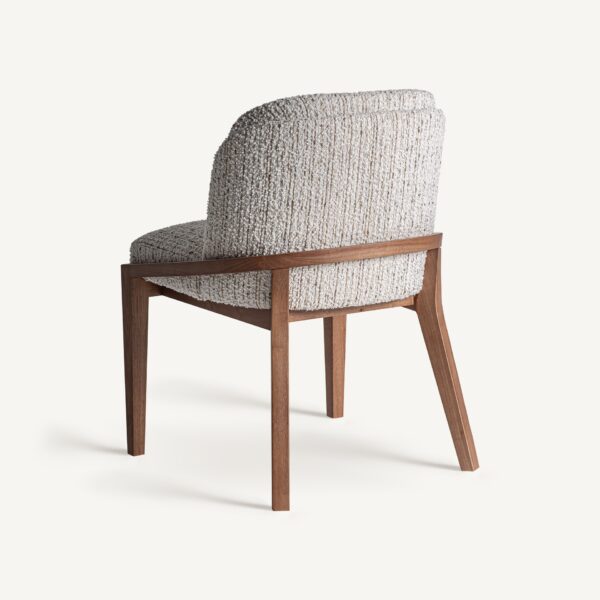 Scaun dining alb/maro din lemn si tesatura boucle Erbach - imagine 4
