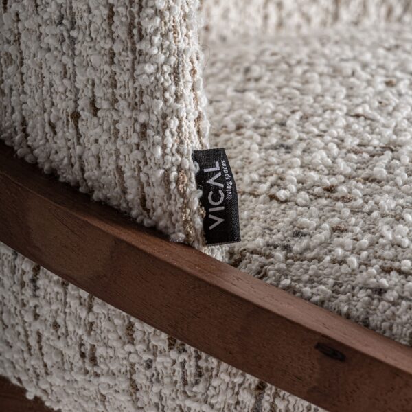 Scaun dining alb/maro din lemn si tesatura boucle Erbach - imagine 8
