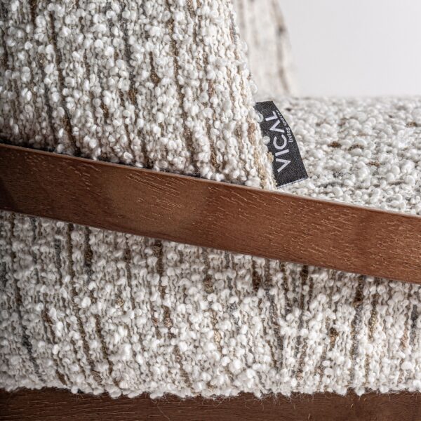 Scaun dining alb/maro din lemn si tesatura boucle Erbach - imagine 7