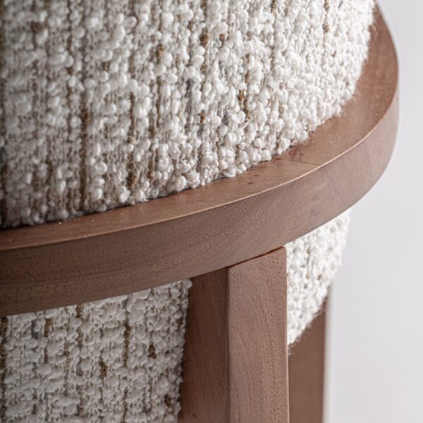 Scaun dining alb/maro din lemn si tesatura boucle Erbach - imagine 6