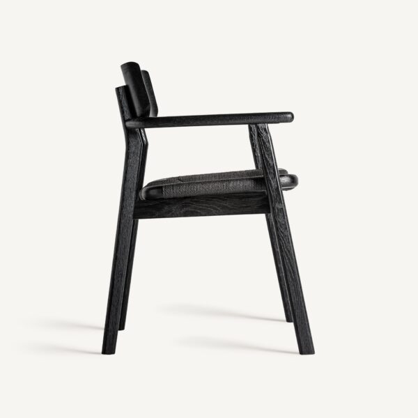 Scaun dining negru din lemn si fibre naturale Tasque - imagine 3