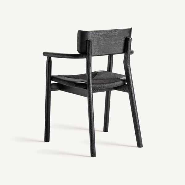 Scaun dining negru din lemn si fibre naturale Tasque - imagine 4