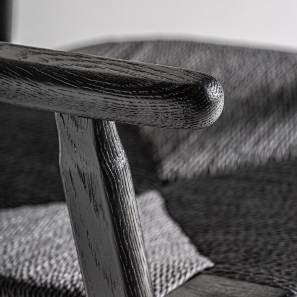 Scaun dining negru din lemn si fibre naturale Tasque - imagine 9