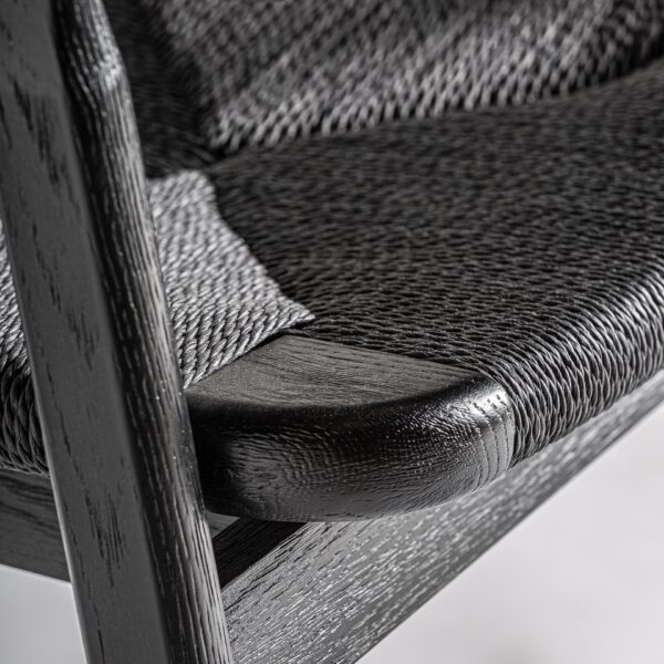 Scaun dining negru din lemn si fibre naturale Tasque - imagine 8