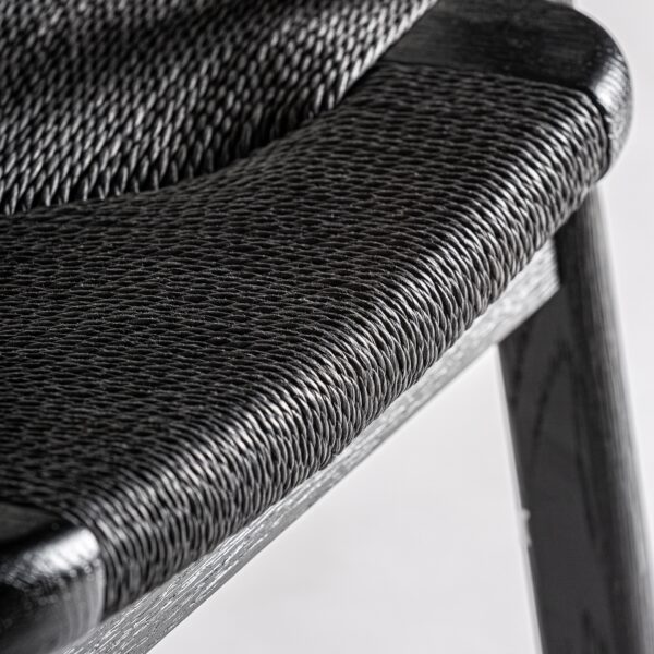 Scaun dining negru din lemn si fibre naturale Tasque - imagine 7