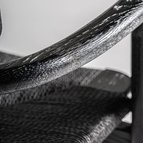 Scaun dining negru din lemn si fibre naturale Tasque - imagine 5
