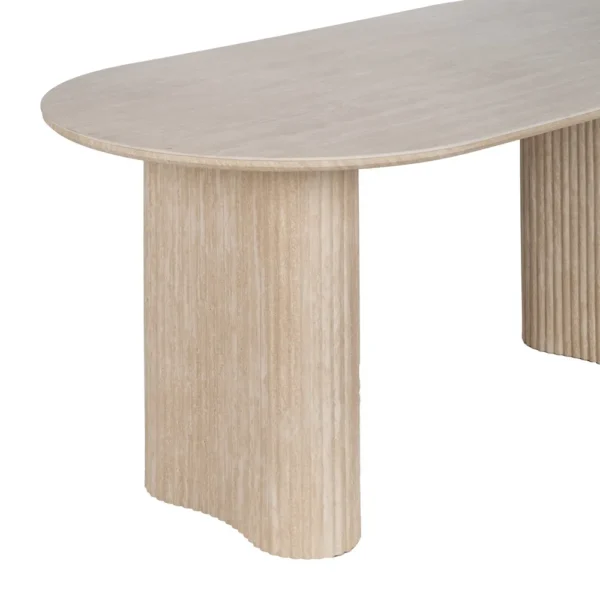 Masa dining ovala bej din piatra si MDF Corfu - imagine 3