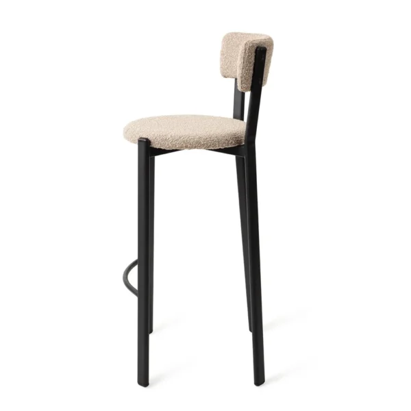 Scaun de bar bej din tesatura boucle Obu L - imagine 3