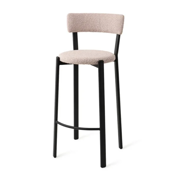 Scaun de bar roz pal din tesatura boucle Obu L - imagine 2