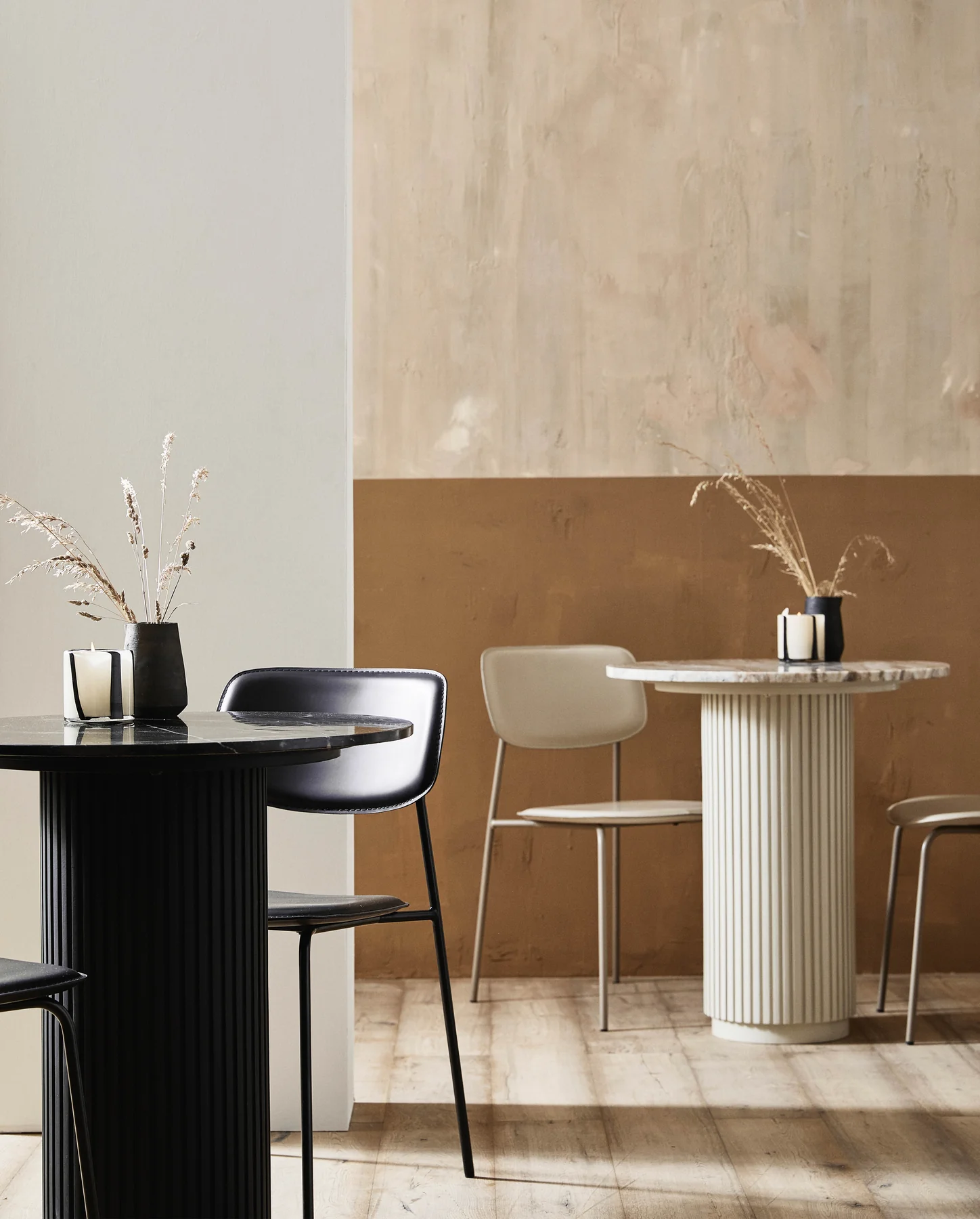 Masa dining neaga din marmura/lemn Ø70 Oly - imagine 2