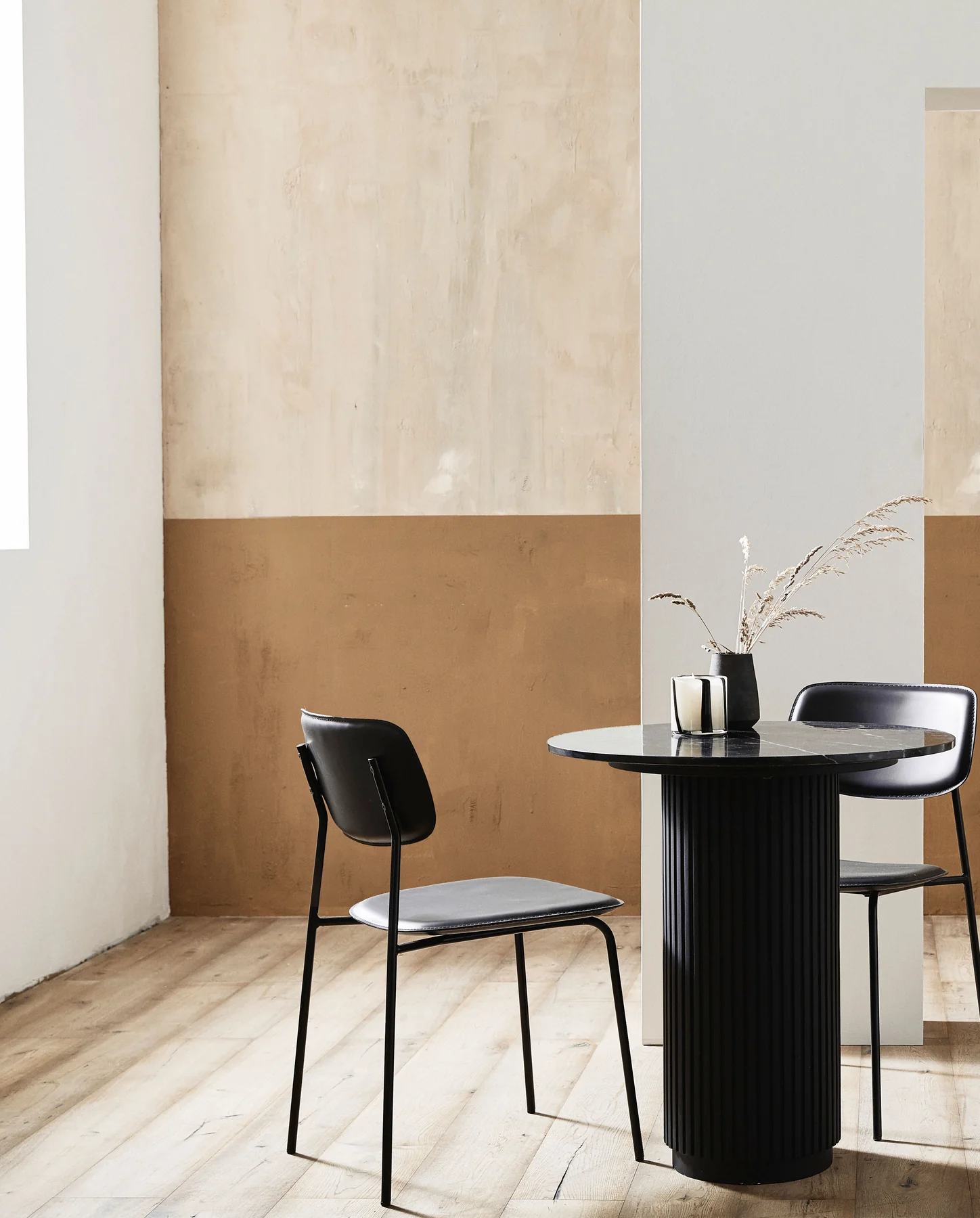 Masa dining neaga din marmura/lemn Ø70 Oly - imagine 4